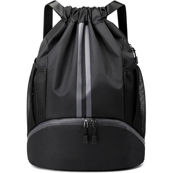 Drawstring Backpack Gym Bag with Shoes Compartment for Soccer, Basketball, main image 4